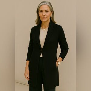 Black Long Cardigan with Button Detail 3/4 sleeves